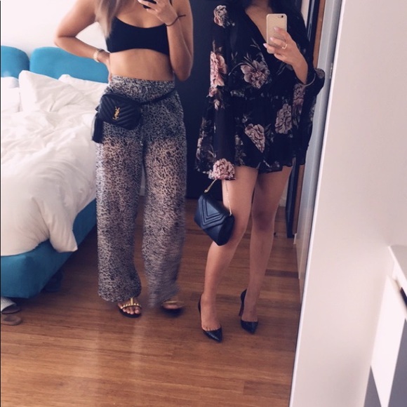 Fashion Nova Sheer Black and Pink Floral Romper - Picture 15 of 16